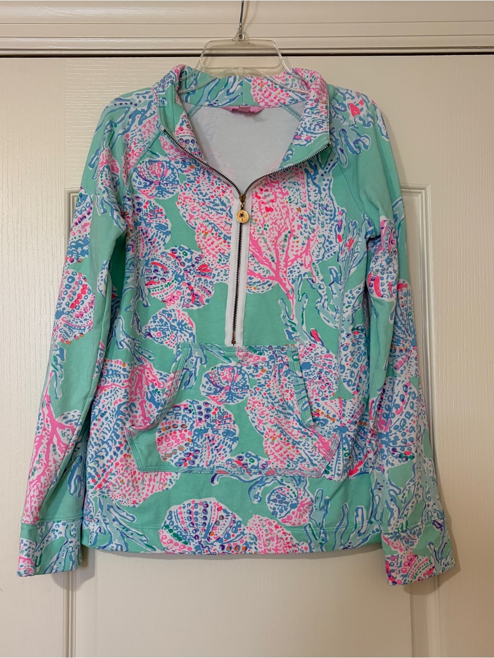 Women’s Mint Floral Quarter-Zip Pullover Jacket